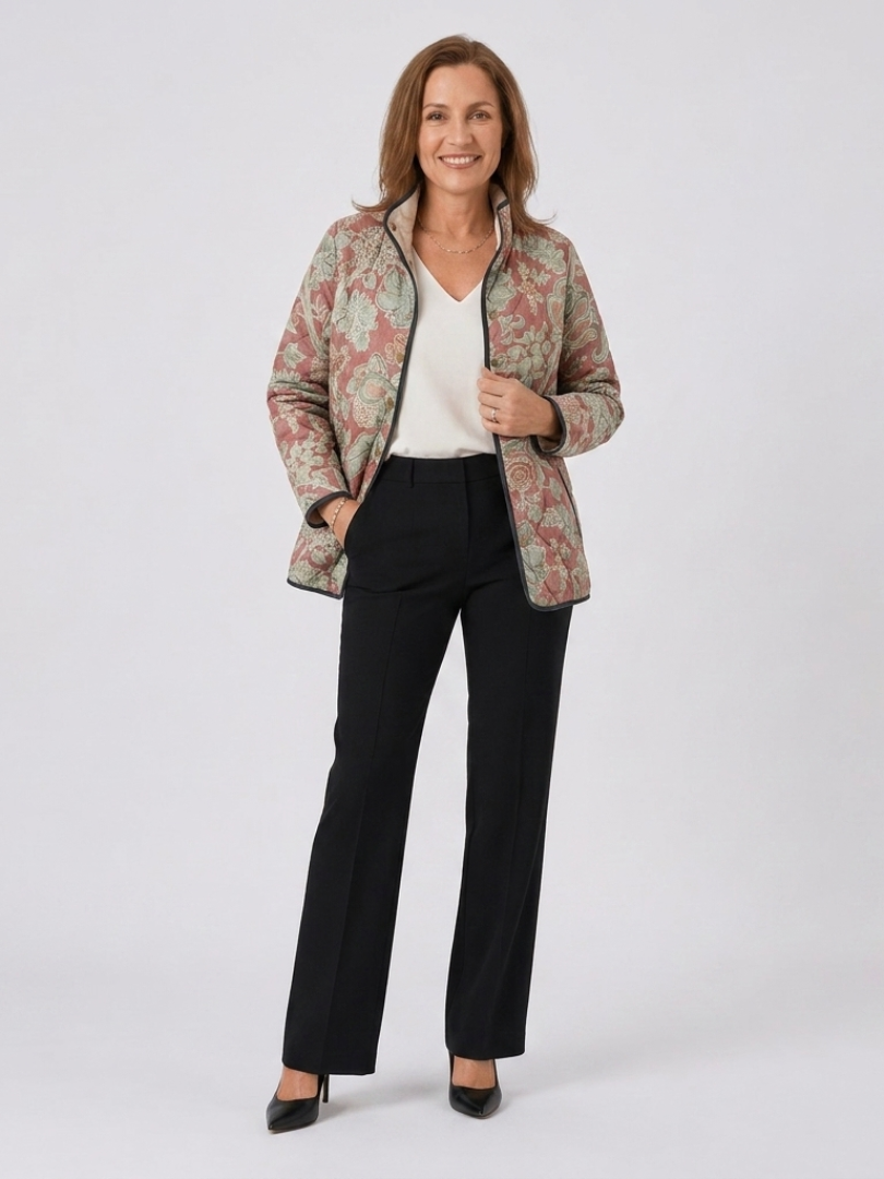 Paolina | Chaqueta acolchada con diseño damascado en terracota