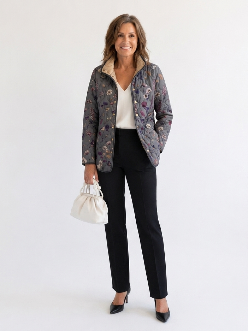 Natalina | Chaqueta acolchada con estampado de flores secas