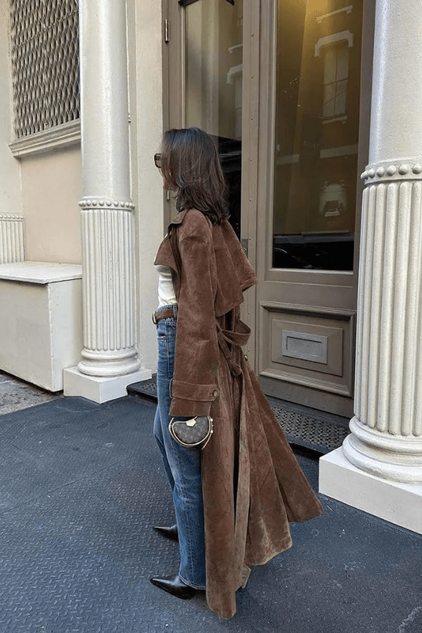 Gabardina Maxi de Ante Vegano para Mujer