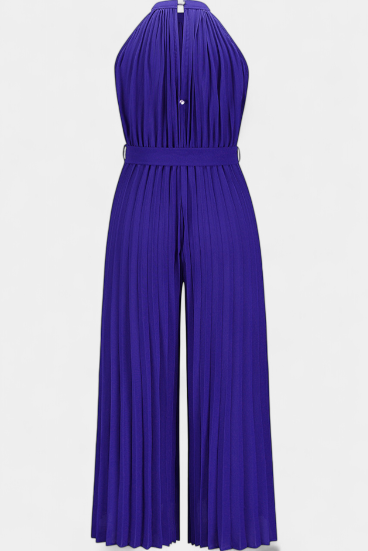 Patrizia Mono Plisado con Cuello Halter y Corte Palazzo