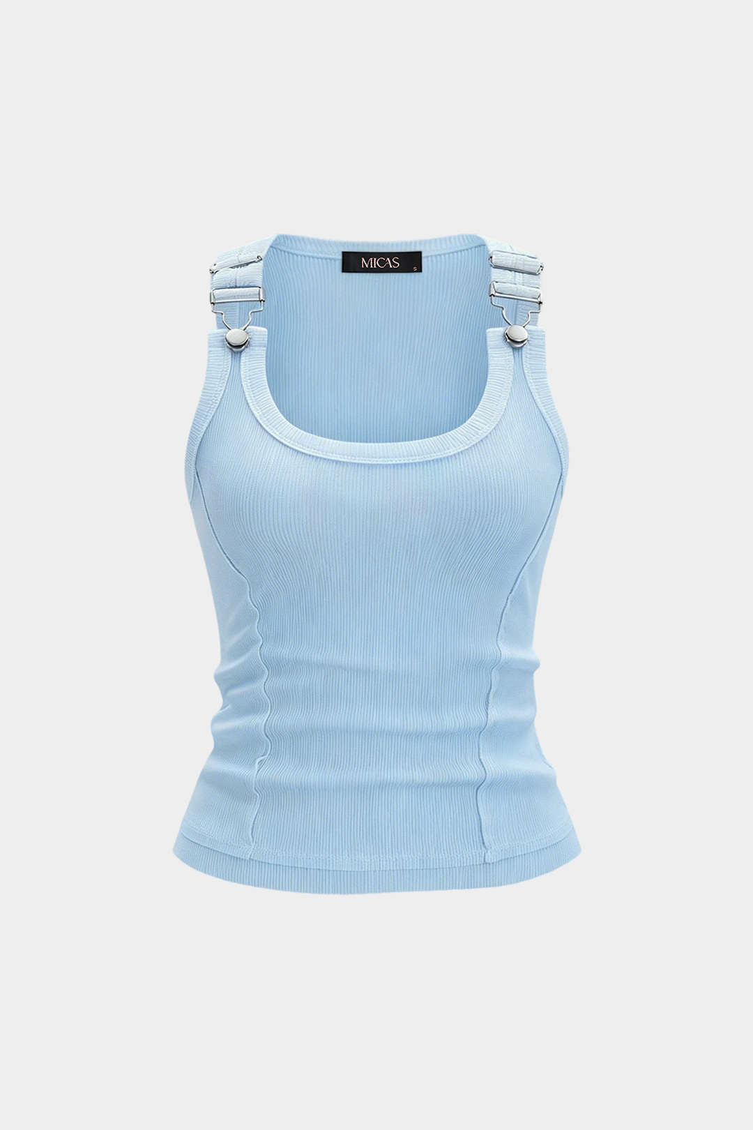 Camiseta sin Mangas Metálica de Cuello Redondo