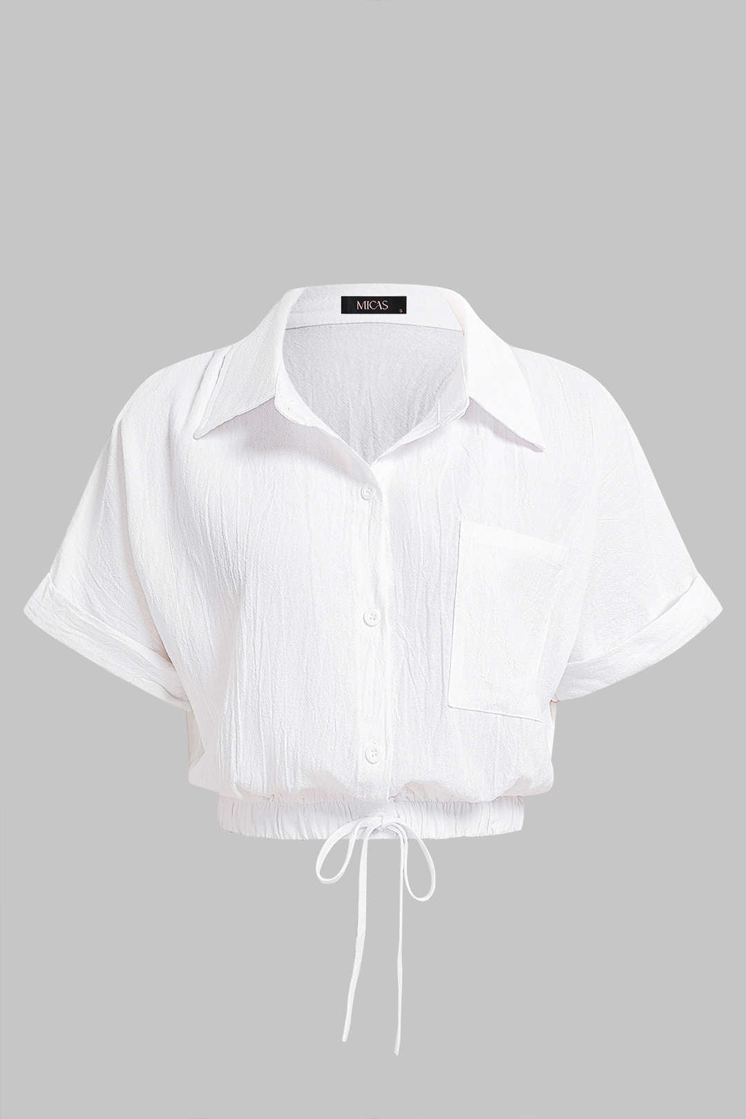 Camisa de Cuello con Cordón de Manga Corta