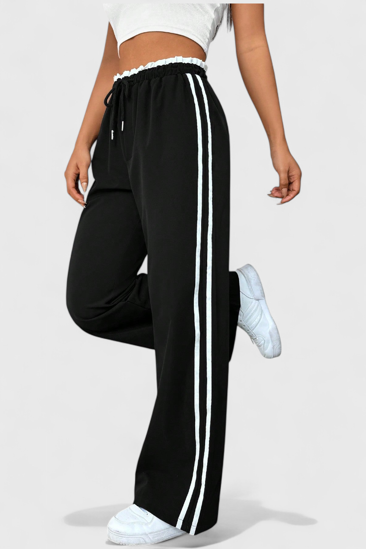 Pantalón Deportivo Alanys de Pierna Acampanada con Detalles Laterales