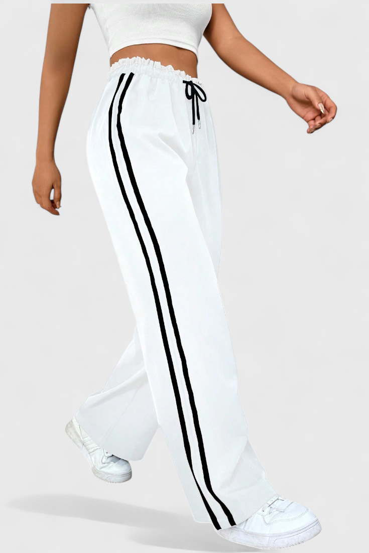 Pantalón Deportivo Alanys de Pierna Acampanada con Detalles Laterales