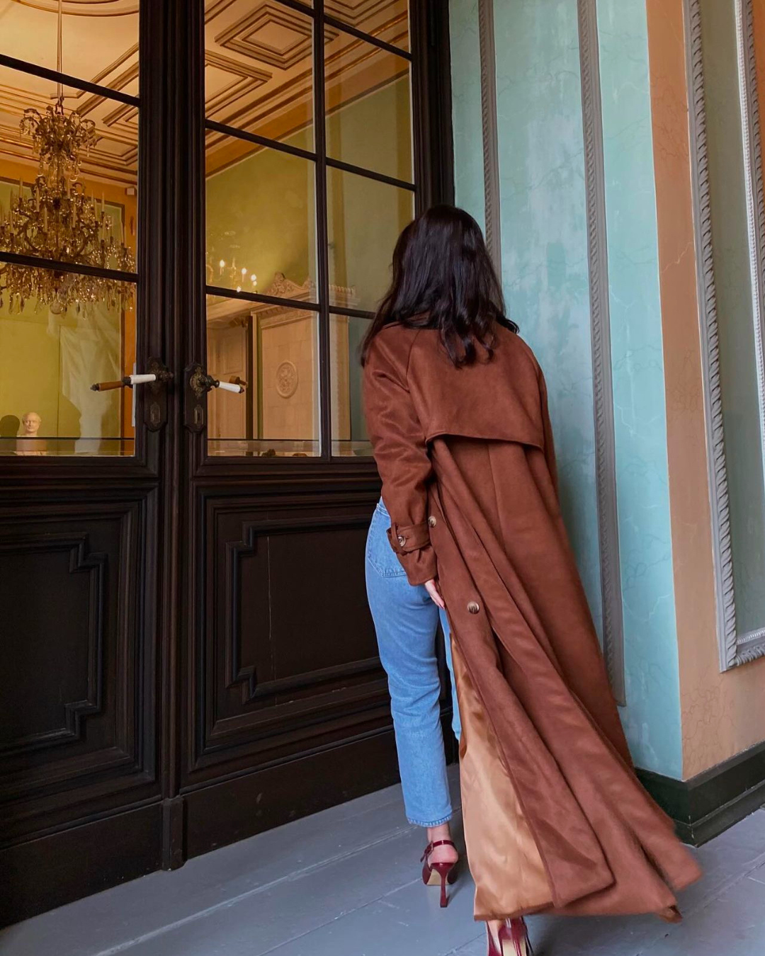 Gabardina Larga de Ante Banbury para Mujer