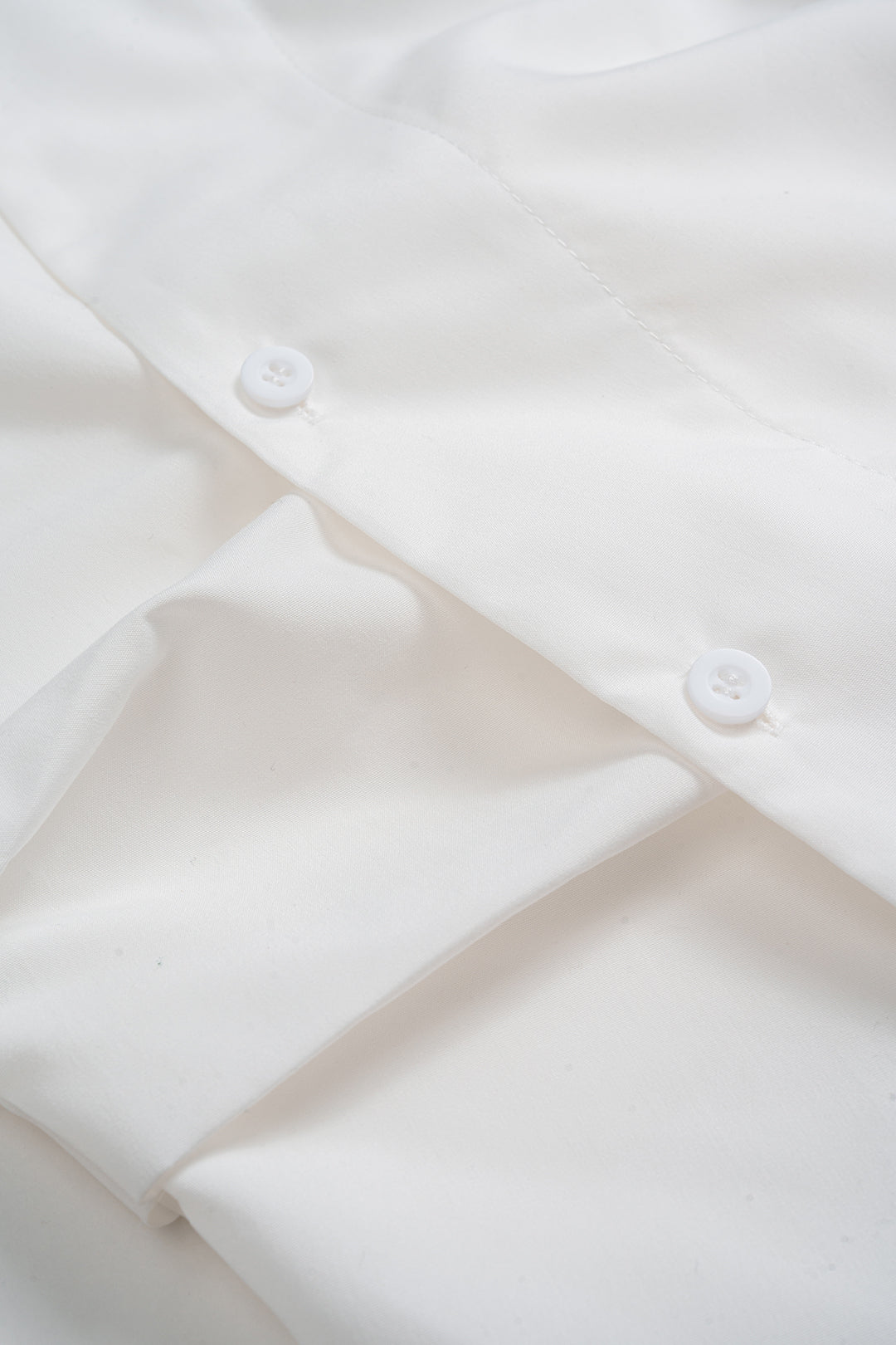 Camisa de Botón de Manga Larga Fruncida Irregular