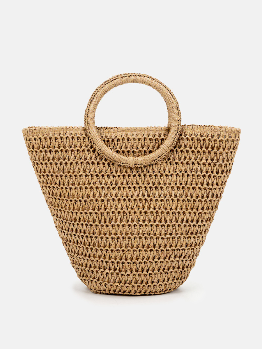 Bolso de Hombro de Rafia Trenzada para Mujer | Blanco Marfil | Gran Capacidad