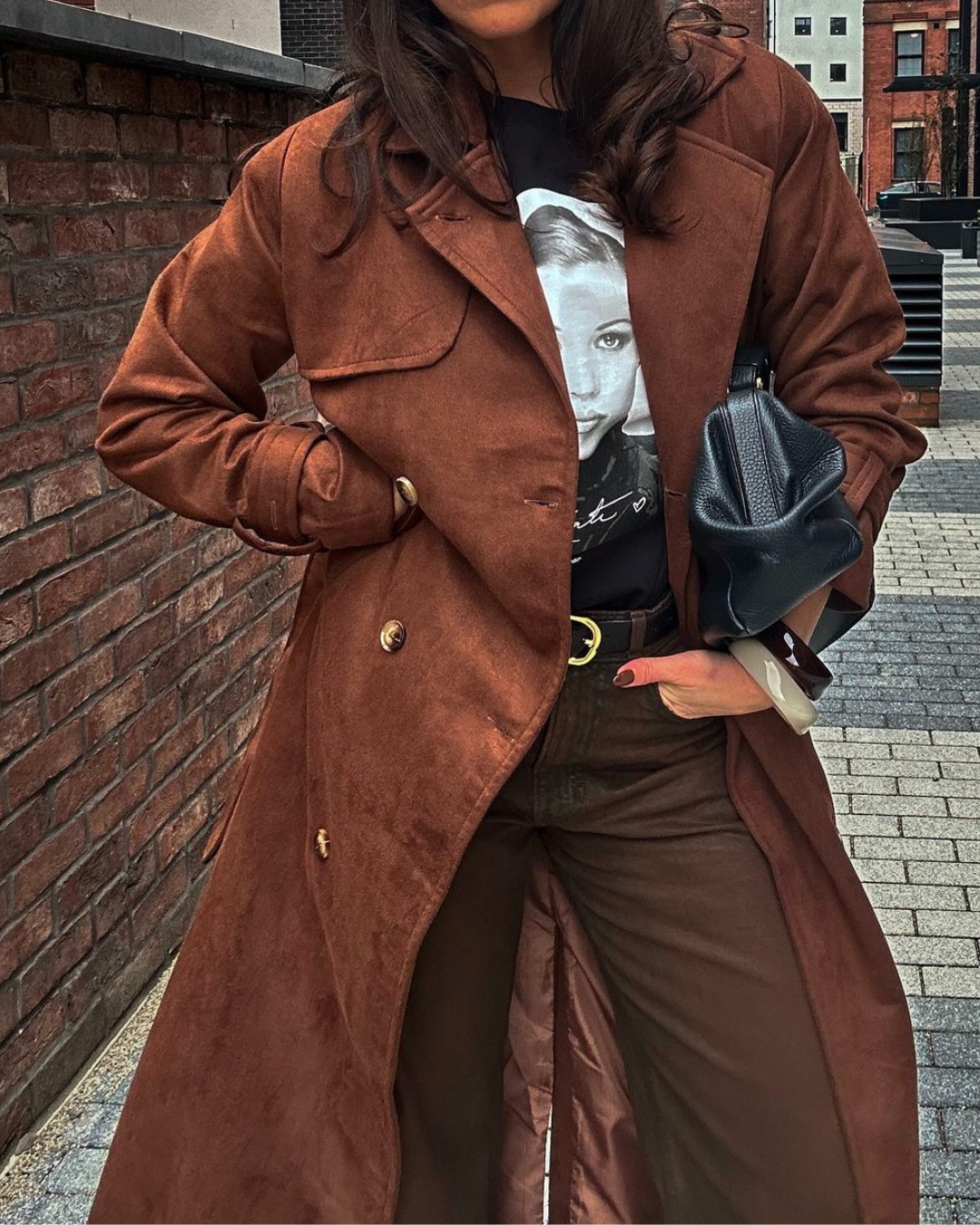 Gabardina Larga de Ante Banbury para Mujer