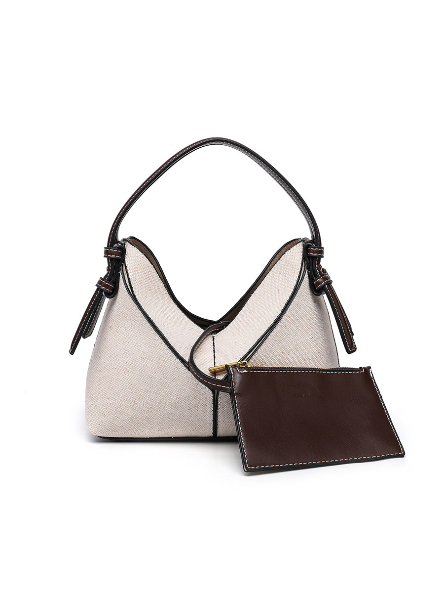 Bolso Bandolera de Lona para Mujer con Cremallera Dorada