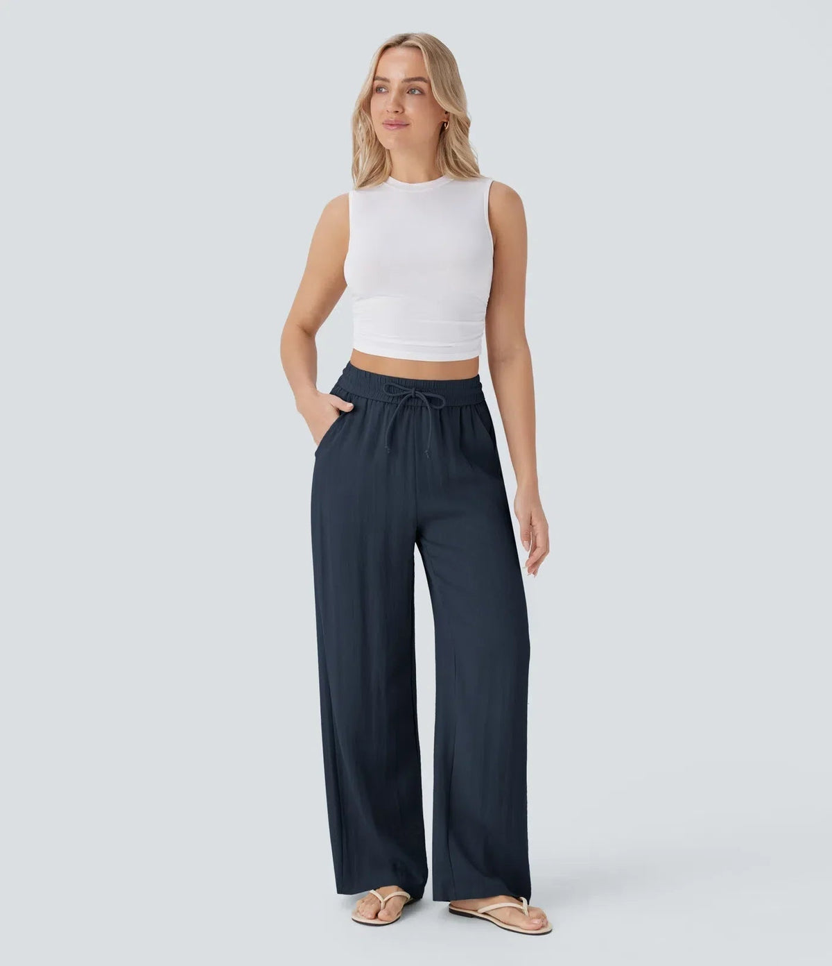 Sarah – Pantalones de pernera ancha y estilo desenfadado