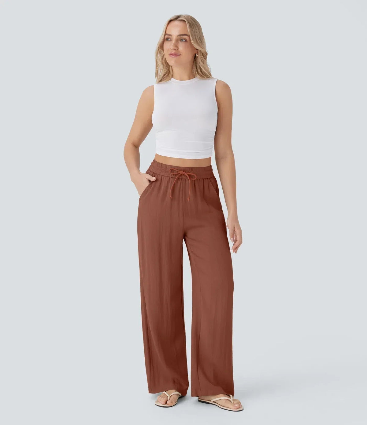 Sarah – Pantalones de pernera ancha y estilo desenfadado