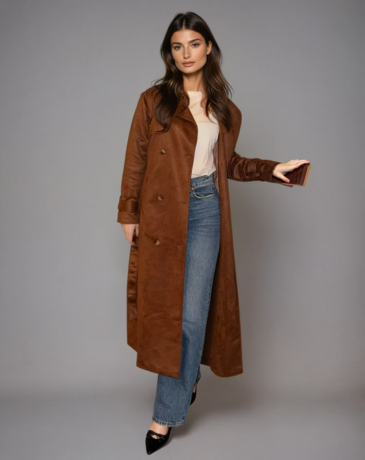 Gabardina Larga de Ante Banbury para Mujer
