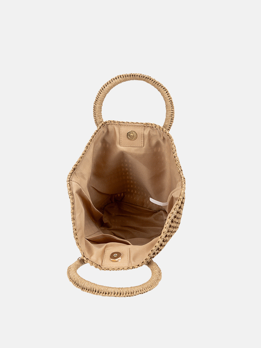 Bolso de Hombro de Rafia Trenzada para Mujer | Blanco Marfil | Gran Capacidad