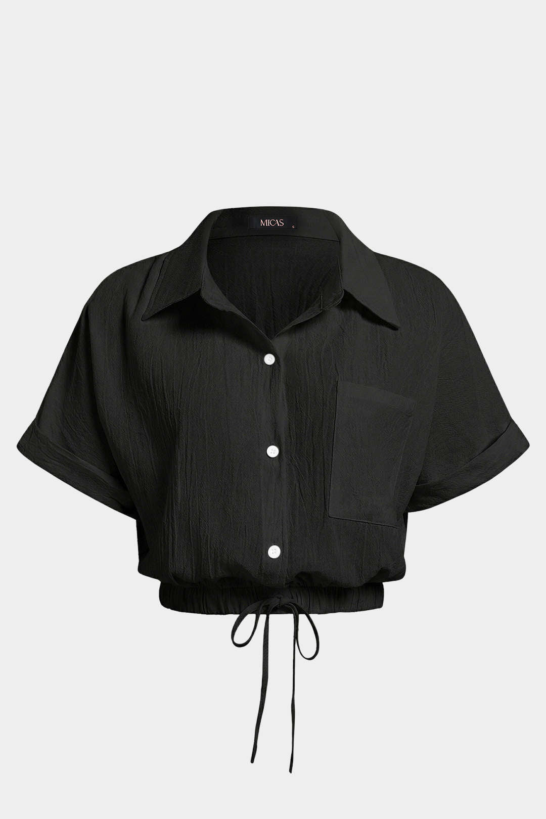 Camisa de Cuello con Cordón de Manga Corta