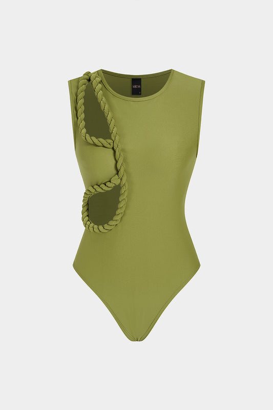 Body sin Mangas de Cuello Redondo con Nudo Trenzado