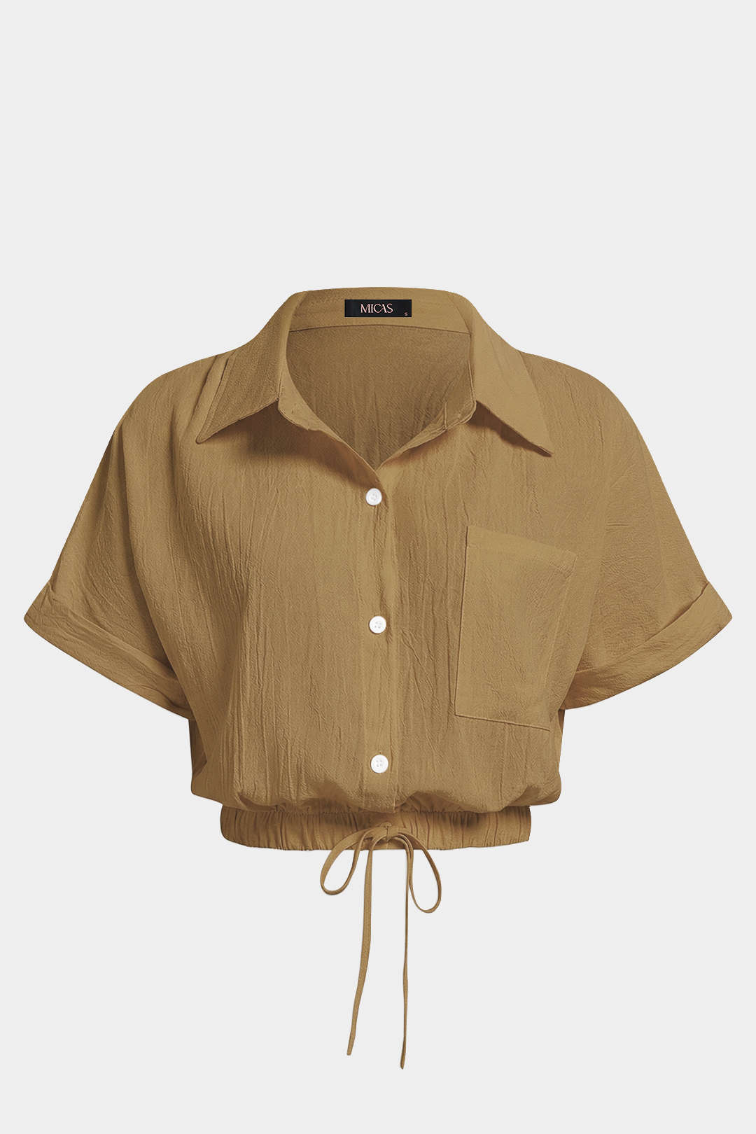 Camisa de Cuello con Cordón de Manga Corta