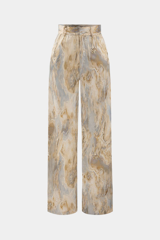 Inna Pantalón Recto con Estampado Marmoleado Elegante