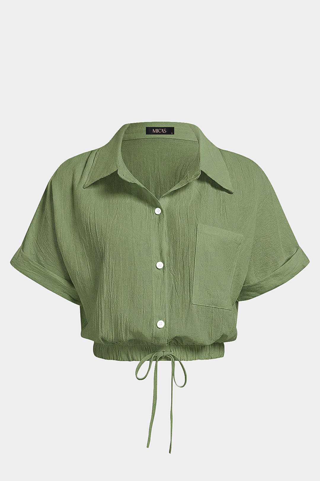 Camisa de Cuello con Cordón de Manga Corta