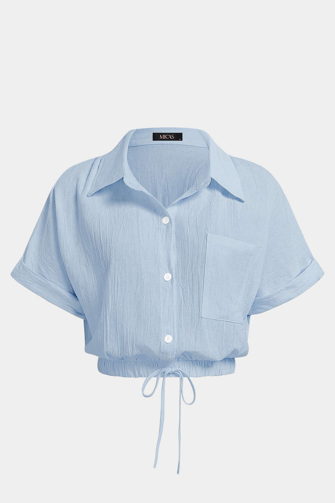 Camisa de Cuello con Cordón de Manga Corta