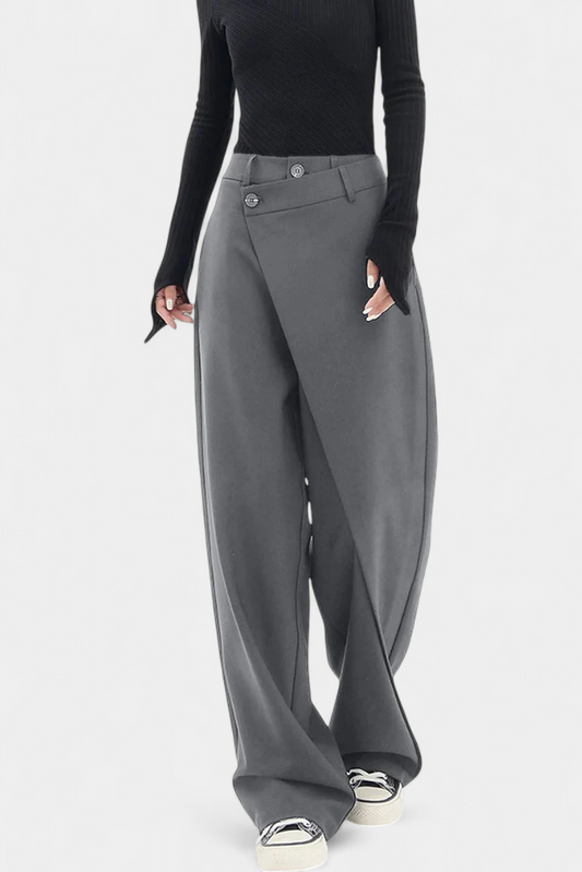 Oaklyn Pantalón Recto de Cintura Cruzada y Caída Fluida