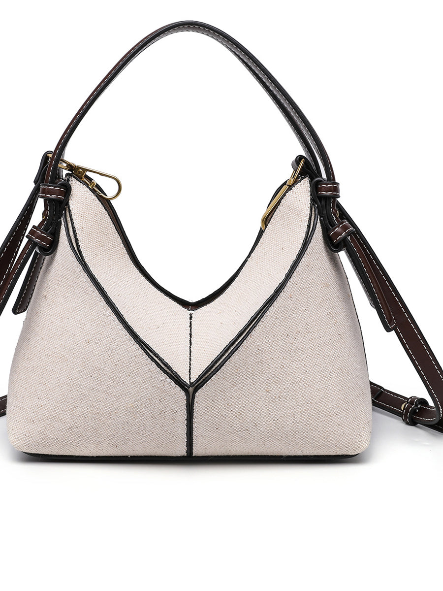 Bolso Bandolera de Lona para Mujer con Cremallera Dorada
