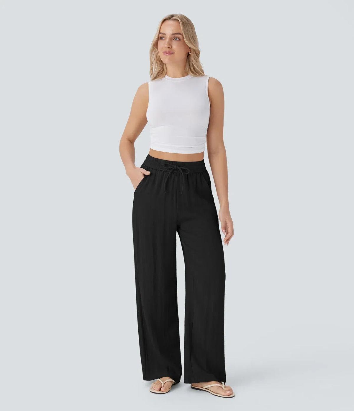 Sarah – Pantalones de pernera ancha y estilo desenfadado