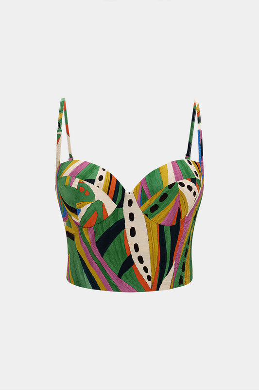 Camiseta sin Mangas con Estampado de Hojas