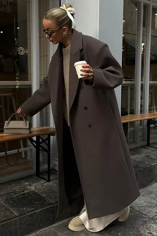 Abrigo Oversized de Mezcla de Lana para Mujer