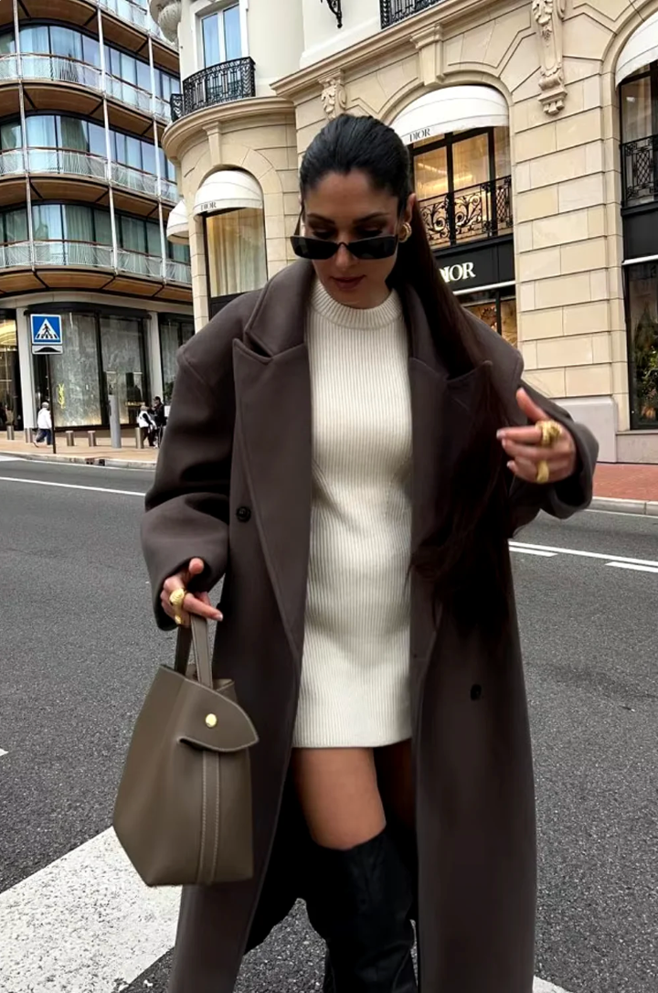 Abrigo Oversized de Mezcla de Lana para Mujer