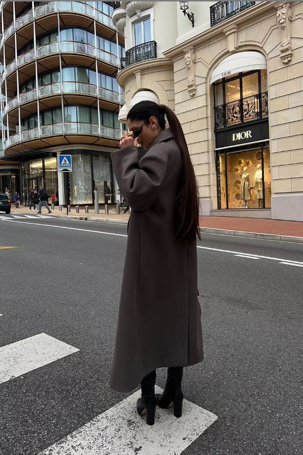 Abrigo Oversized de Mezcla de Lana para Mujer