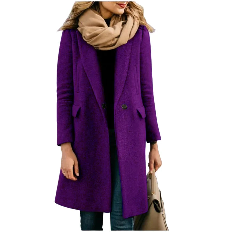 Gabardina de Otoño de Mezcla de Lana para Mujer