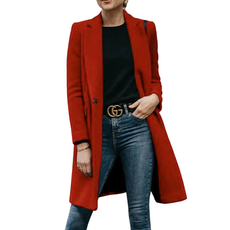 Gabardina de Otoño de Mezcla de Lana para Mujer