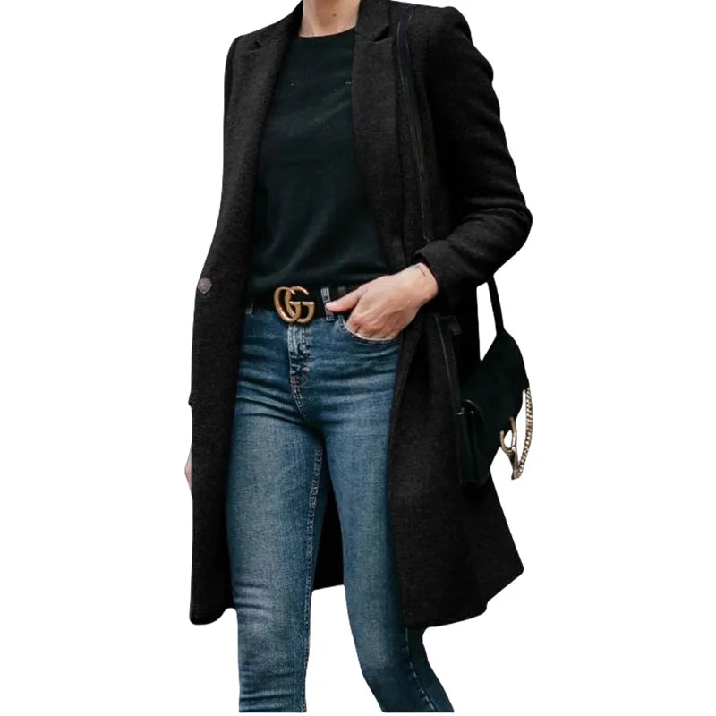 Gabardina de Otoño de Mezcla de Lana para Mujer