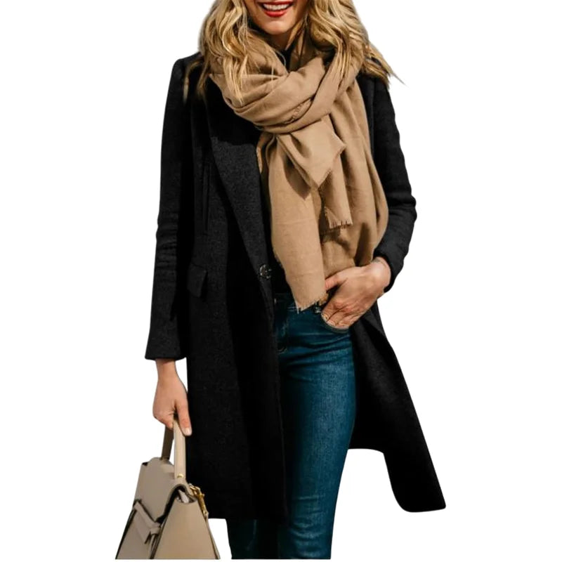 Gabardina de Otoño de Mezcla de Lana para Mujer