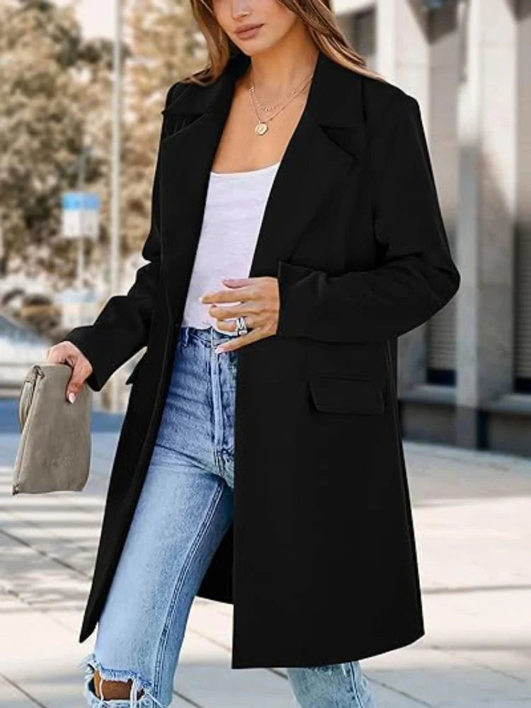 Gabardina de Otoño para Mujer – Diseño con Solapa Elegante para Salidas Chic