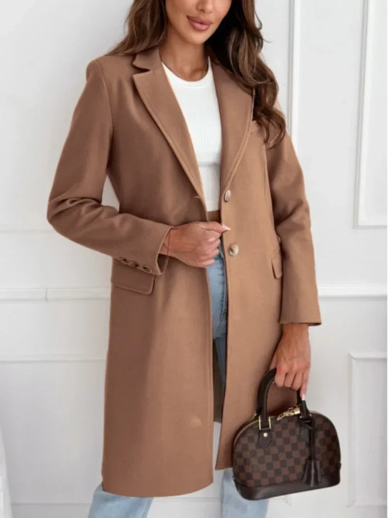 Abrigo de Tweed de Otoño – Diseño Largo con Botones para Outfits Elegantes de Invierno