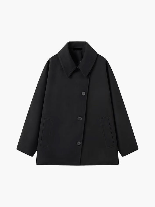 Abrigo Oversized de Mezcla de Lana con Cierre de Botones para Mujer