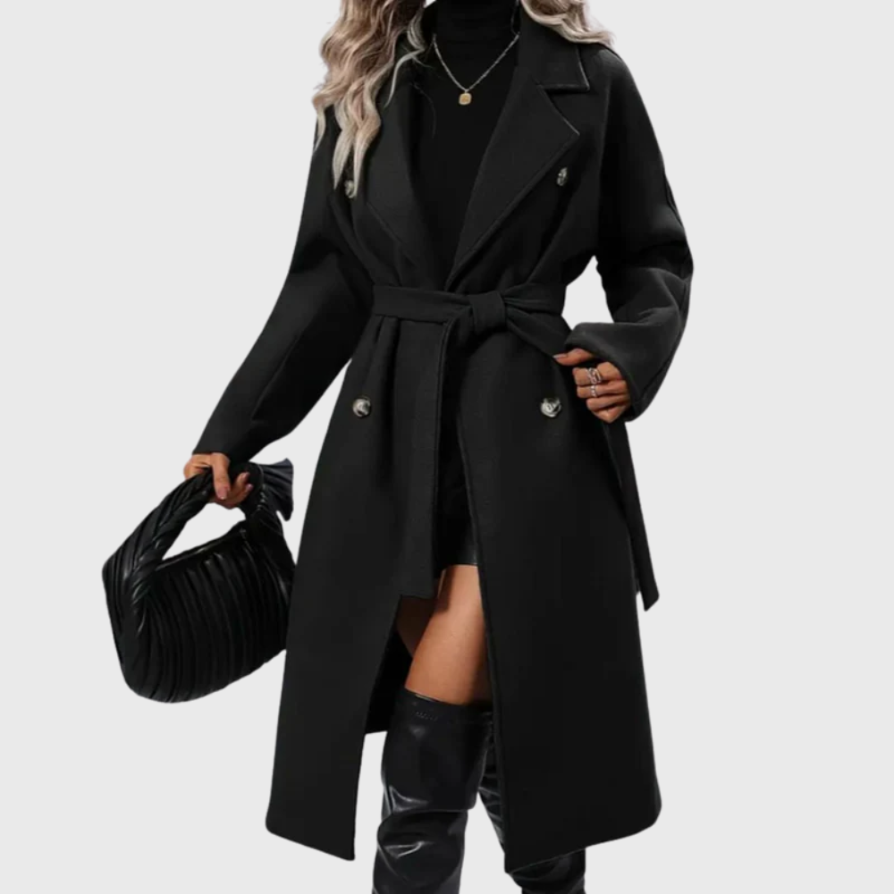 Gabardina Larga de Invierno con Cinturón para Mujer