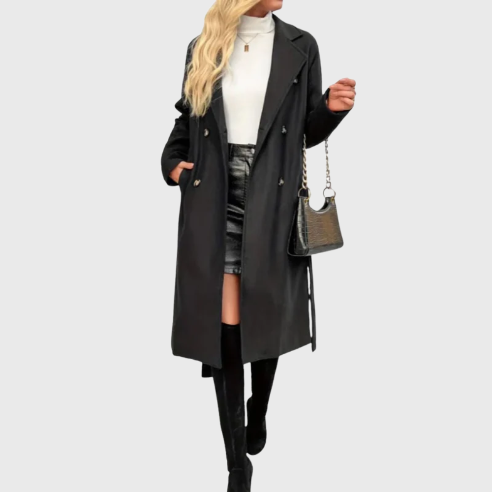 Gabardina Larga de Invierno con Cinturón para Mujer