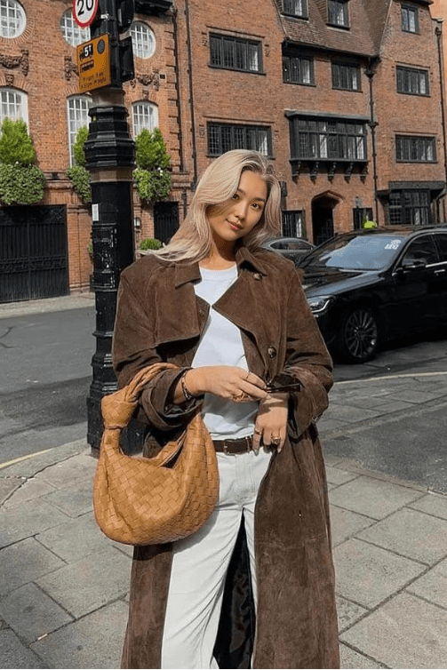 Gabardina Maxi de Ante Vegano para Mujer