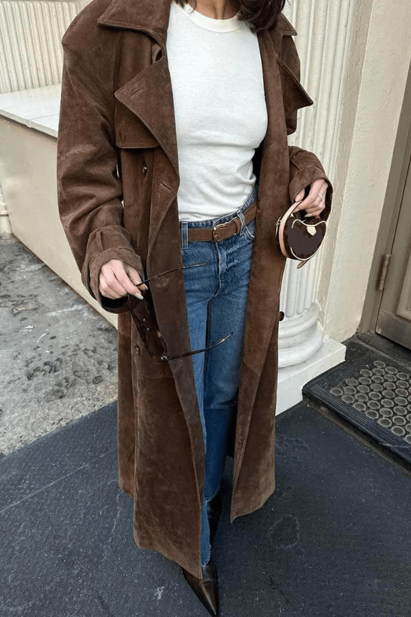 Gabardina Maxi de Ante Vegano para Mujer