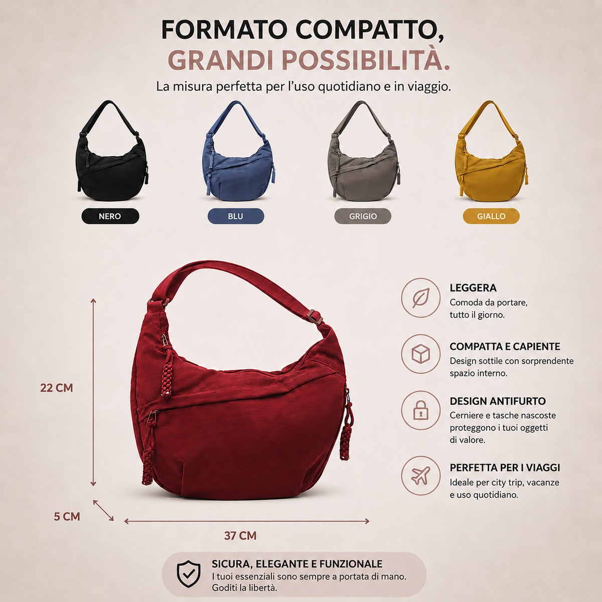 Elena | Bolso de hombro beige