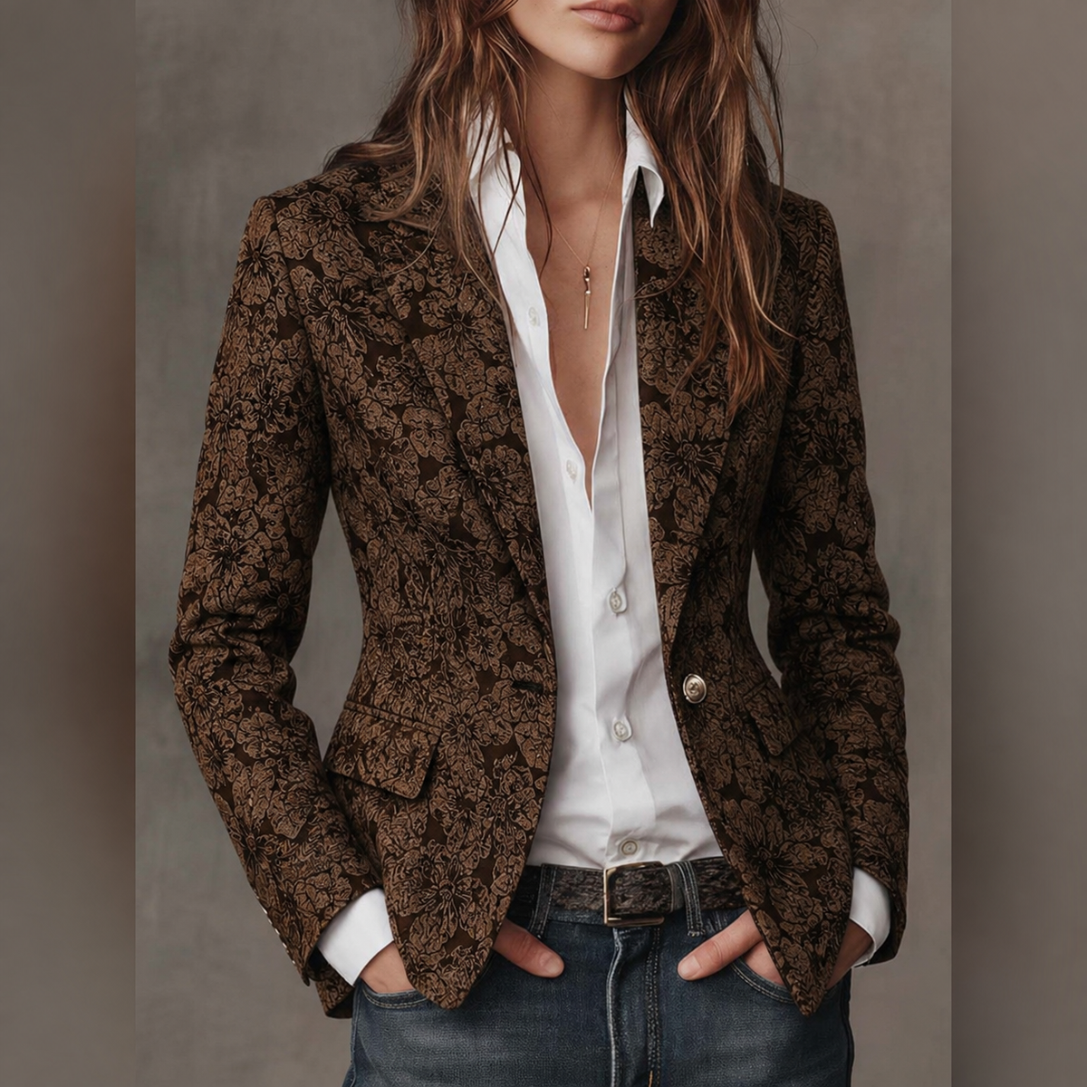 Loretta | Blazer entallado de cachemira con diseño jacquard