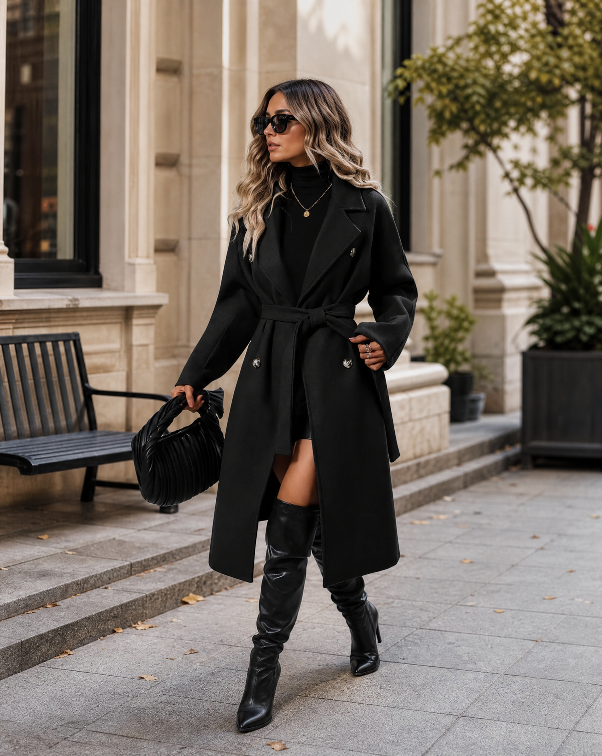 Gabardina Larga de Invierno con Cinturón para Mujer