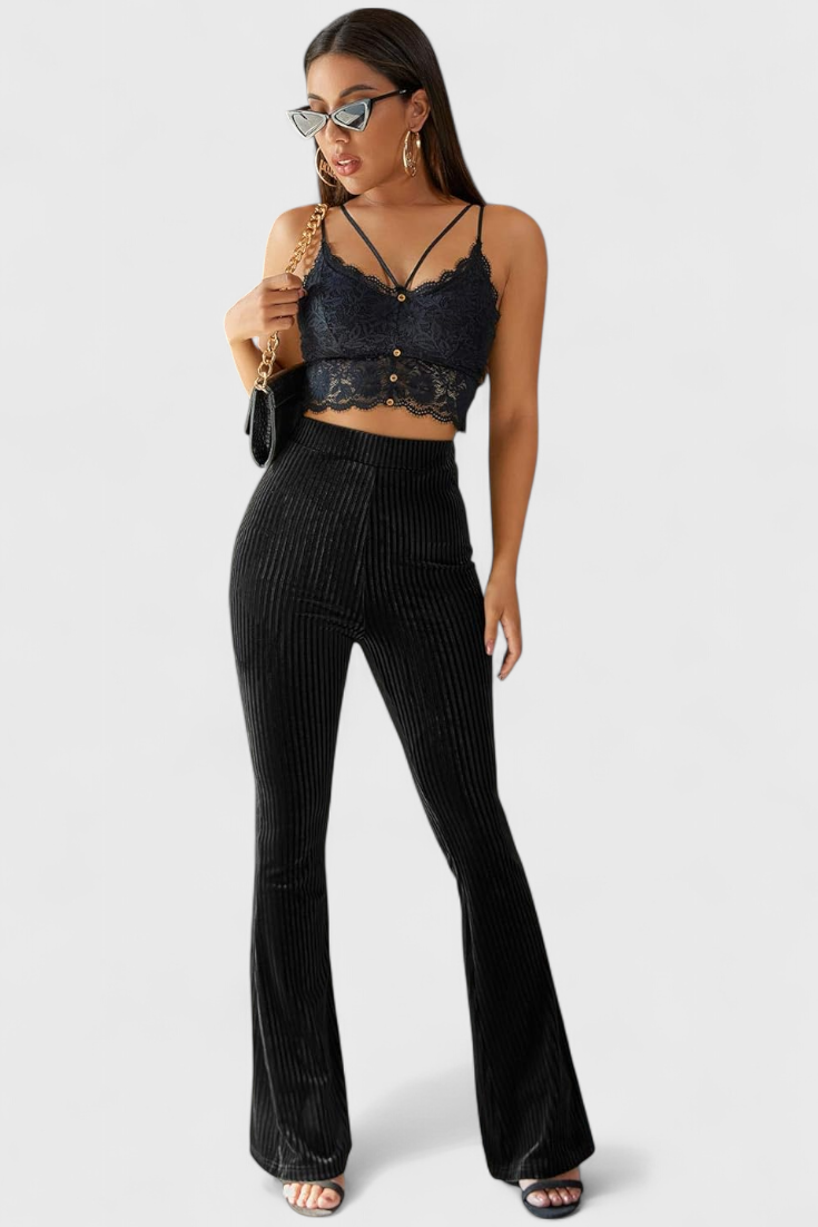 Liset - Pantalón Acampanado de Terciopelo Suave
