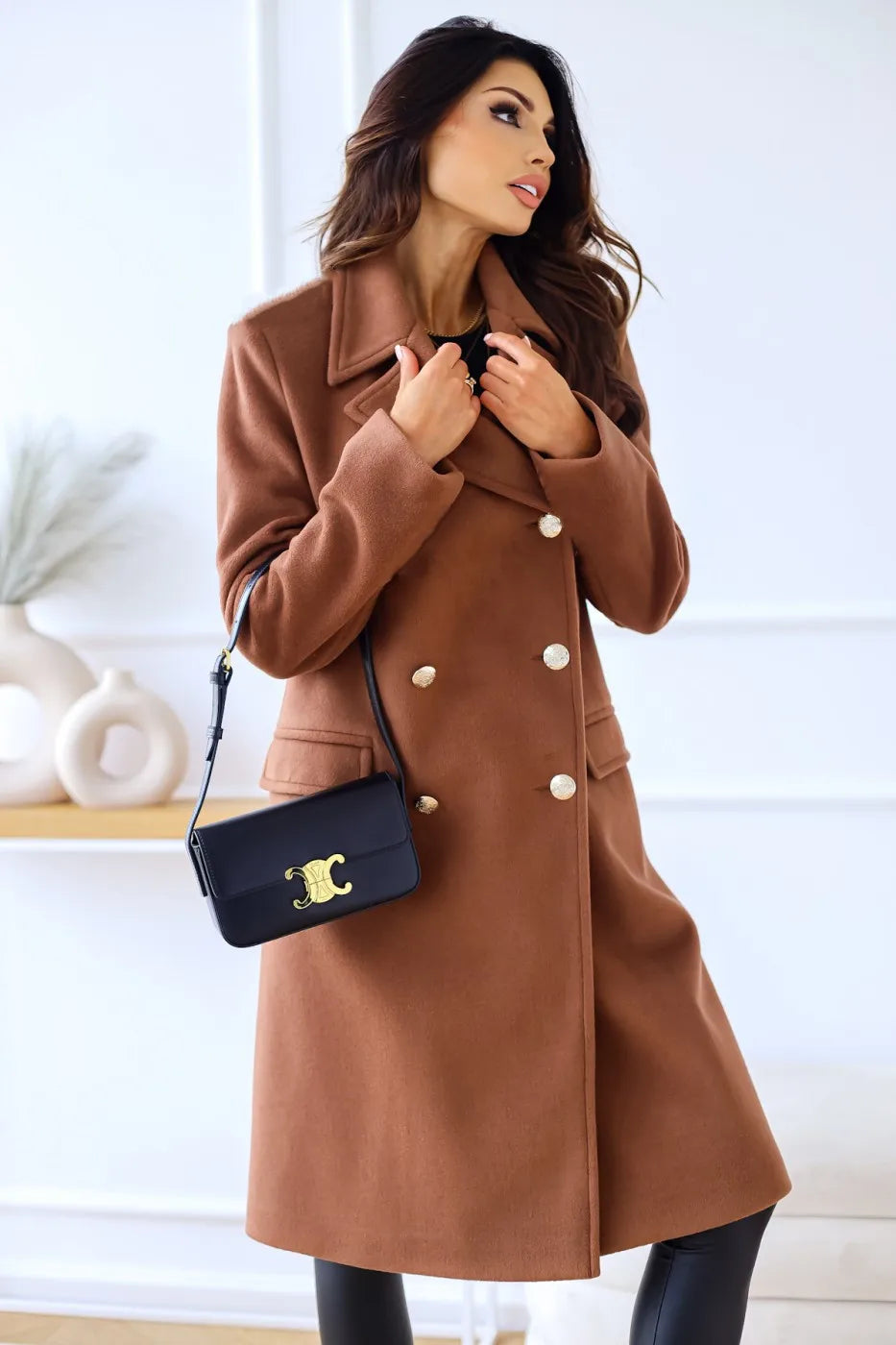 Abrigo de Lana Estilo Coreano de Doble Botonadura para Mujer