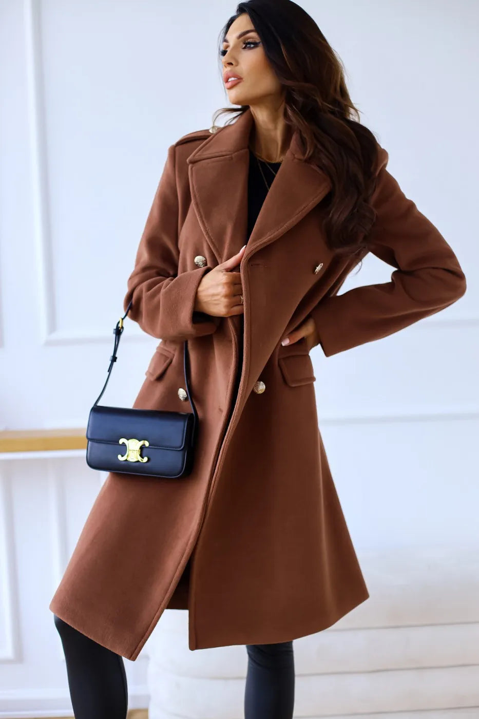 Abrigo de Lana Estilo Coreano de Doble Botonadura para Mujer