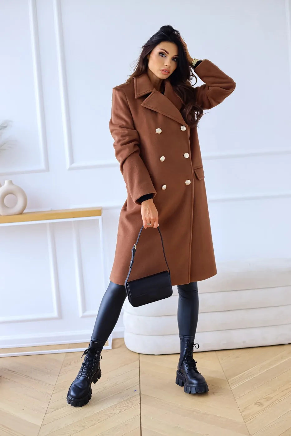 Abrigo de Lana Estilo Coreano de Doble Botonadura para Mujer