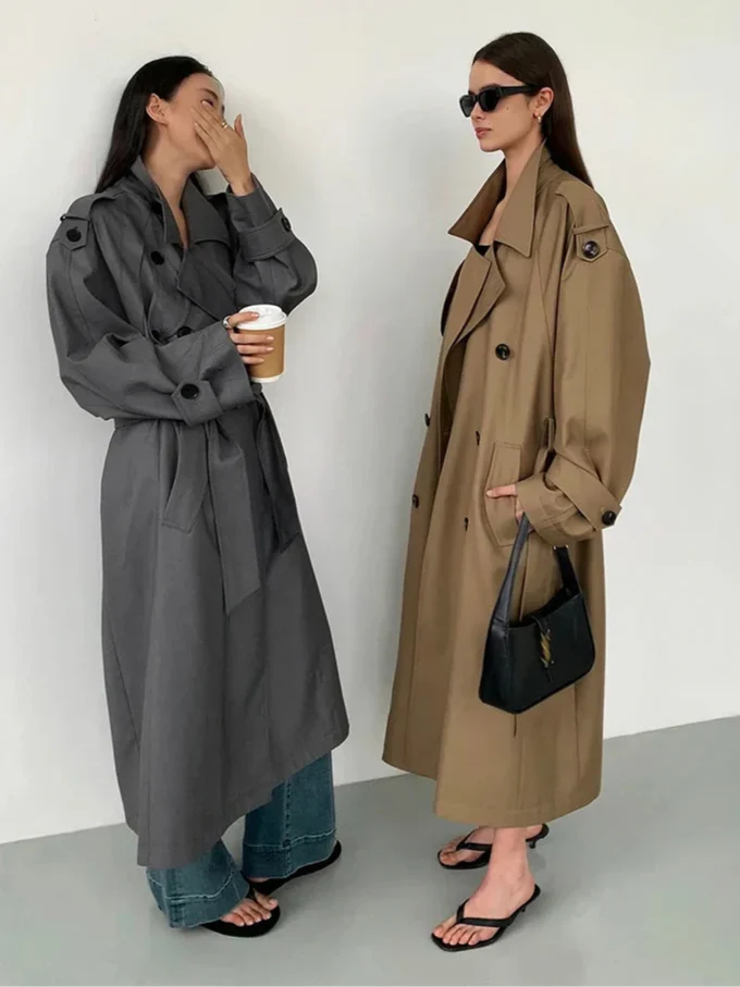 Gabardina Larga Oversized para Mujer