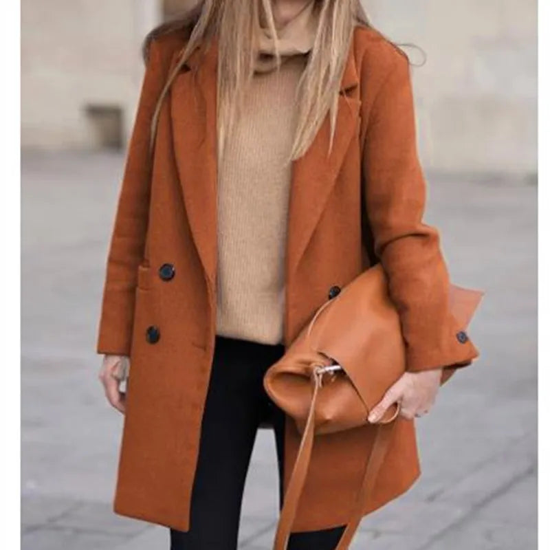 Abrigo Lujoso de Mezcla de Lana de Doble Botonadura – Ropa de Abrigo Cálida de Invierno